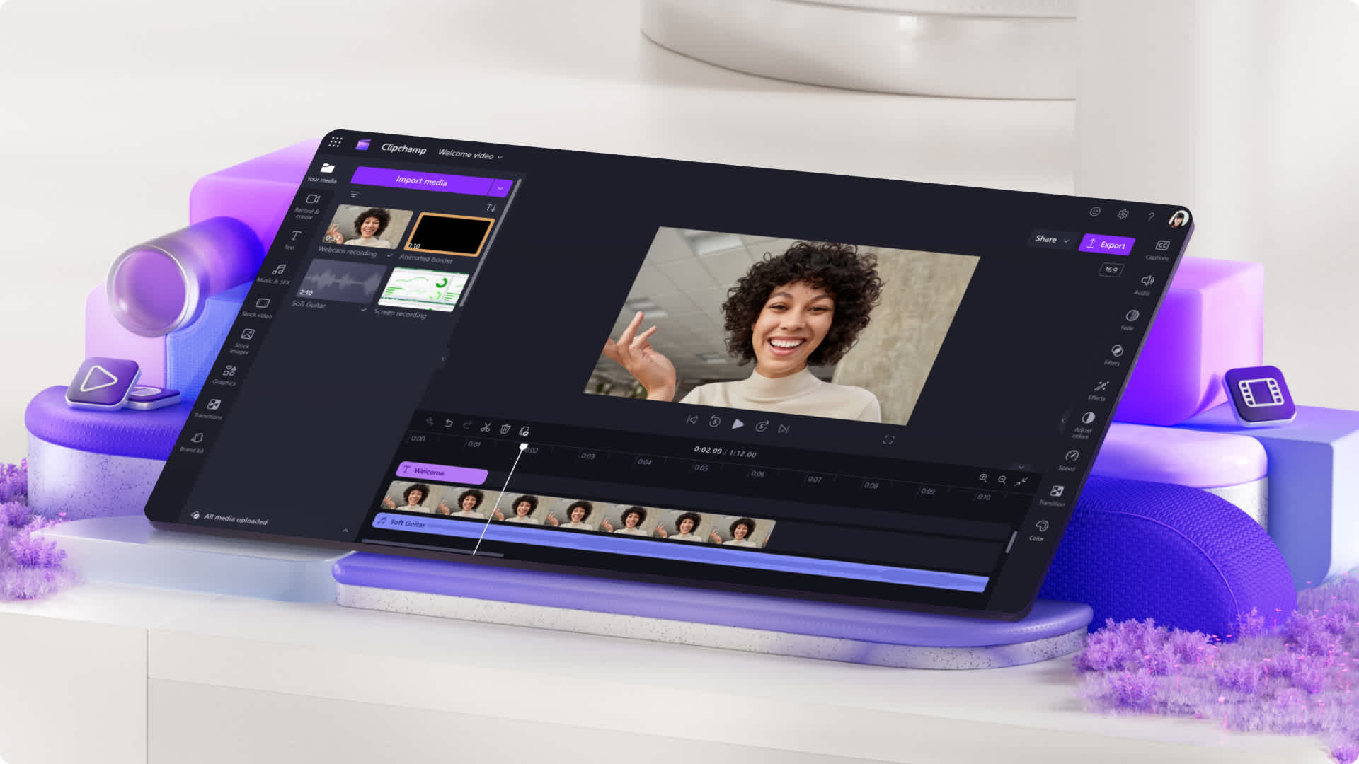 An image of the Clipchamp for work app.