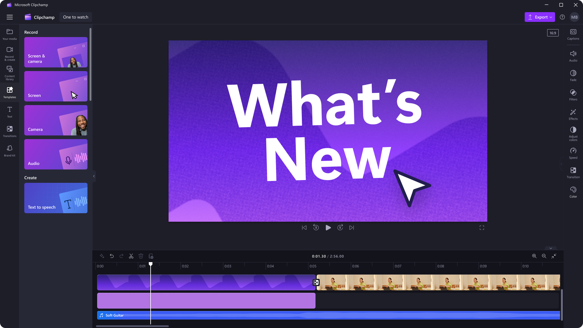 An image of the Clipchamp video editor.